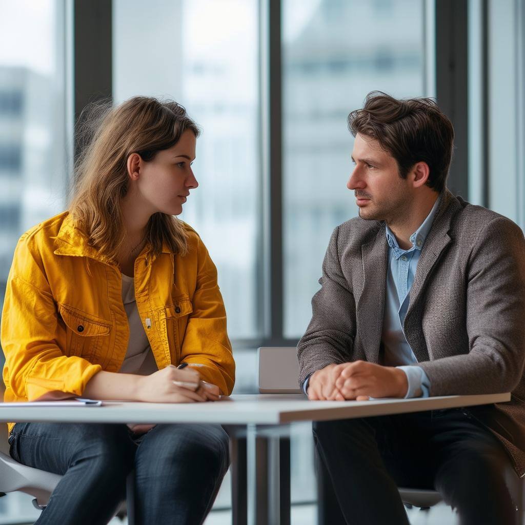 Two people sitting opposite each other